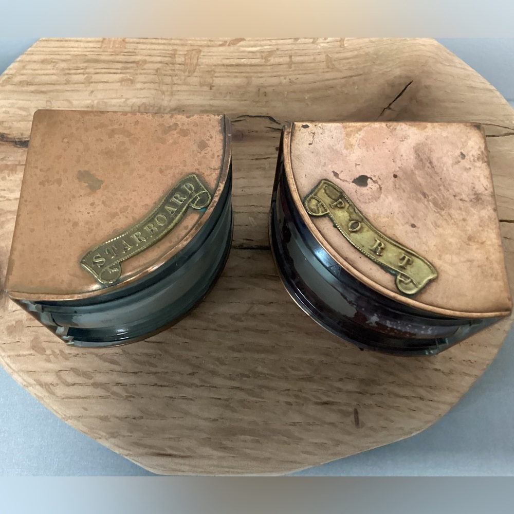 🟠 Vintage - Antique ? Copper Brass & Glass Crafted Nautical Boat Lanterns Rare - Picture 6 of 16